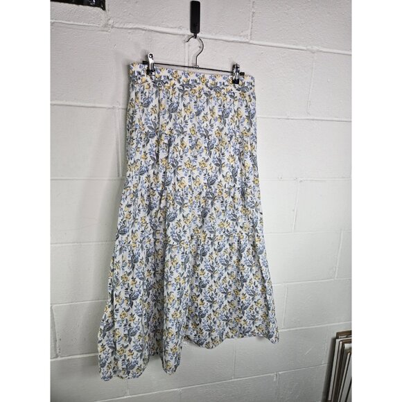 En Saison Maeve Floral Tiered  Blue Yellow Print Midi Maxi Skirt - Picture 5 of 7